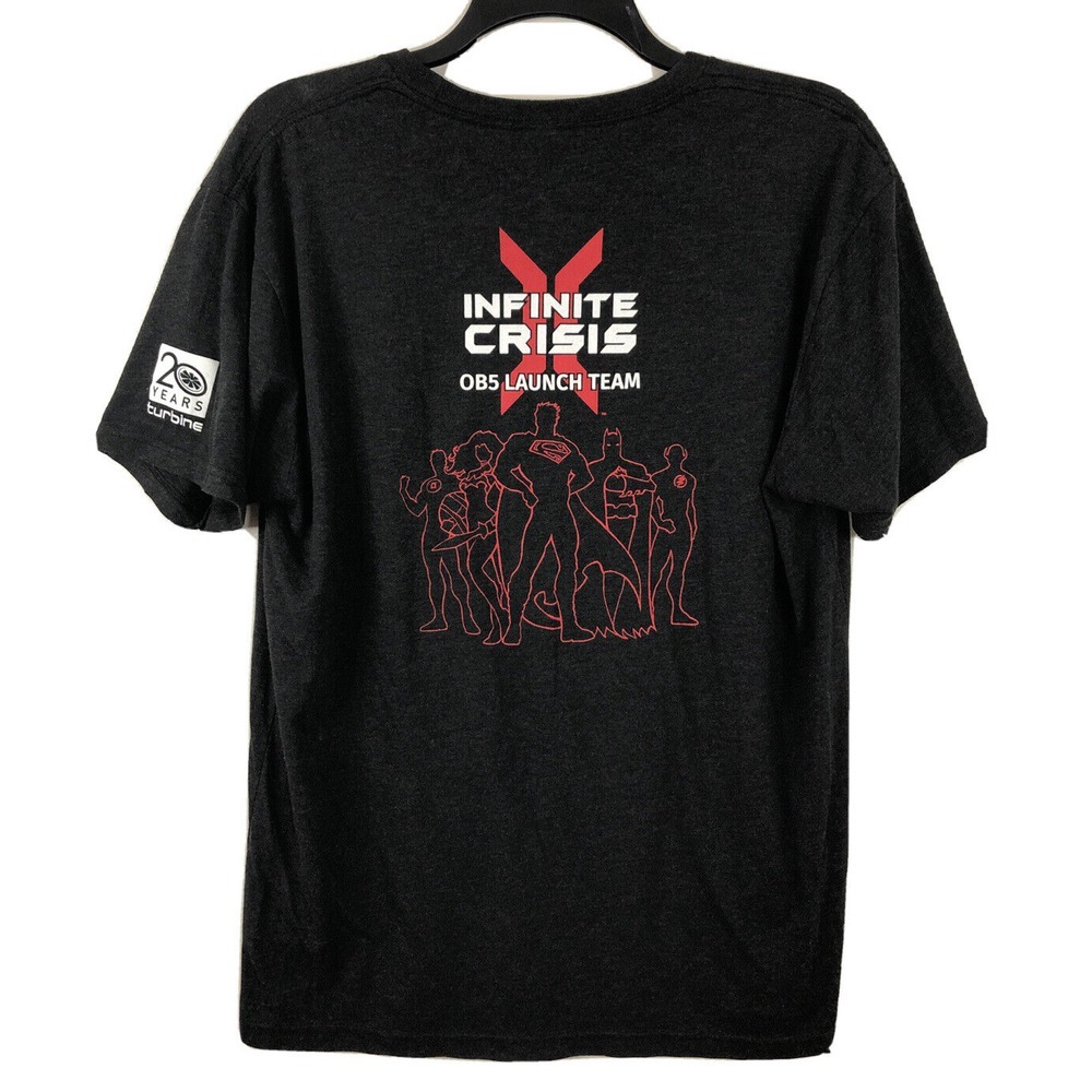 DC Infinite Crisis OB5 Launch‎ Team Promo Shirt Turbine 20 Years Black Size XL